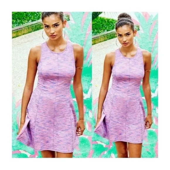 Lilly Pulitzer Dress Large Cove Flamingo Pink Space Dye Stretch Comfy coquette - Picture 1 of 12